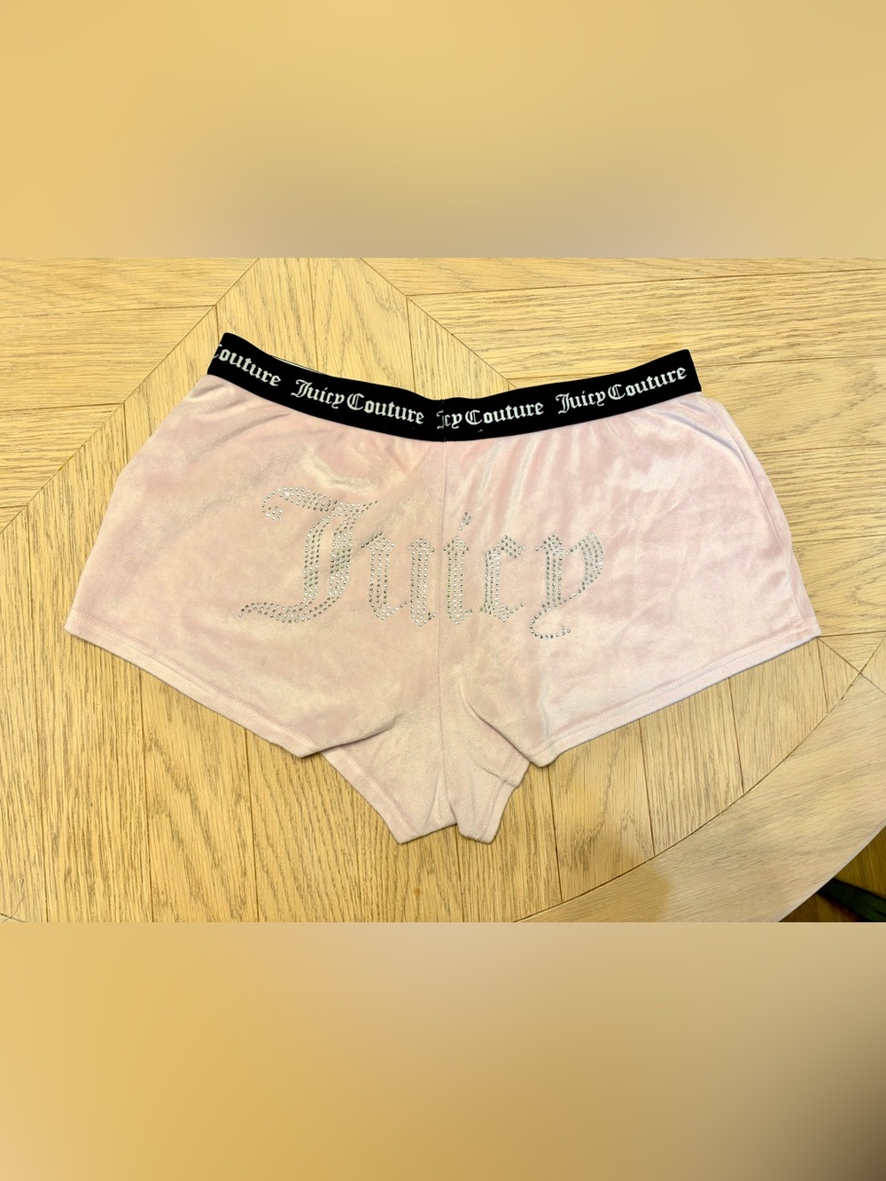 Juicy Couture Y2K Lint Pink Velour Rhinestone Logo Lounge Shorts - Size Medium